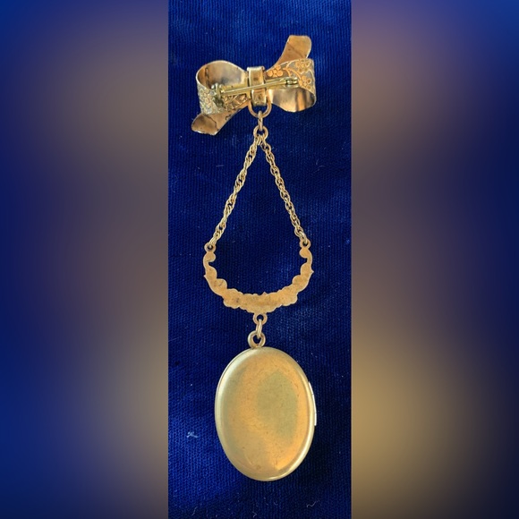 Antique Hand Painted Porcelain Hanging Locket Pin - Picture 2 of 5